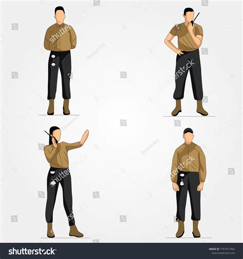 Collection Male Female Police Officers Uniform เวกเตอร์สต็อก ปลอดค่า