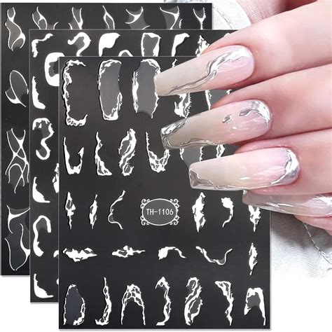 Bl Tter Metallic Silber Nagelsticker Selbstklebend Bronzieren Silber