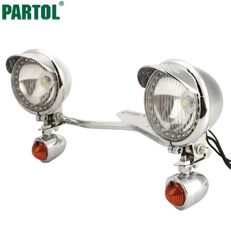 Partol Motorcycle LED Passing Fog Spot Lamp Headlight Bullet Turn