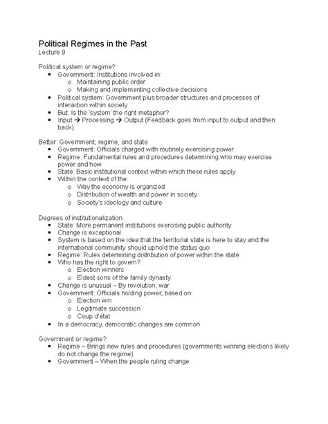 Lecture Political Regimes In The Past Political Regimes In The