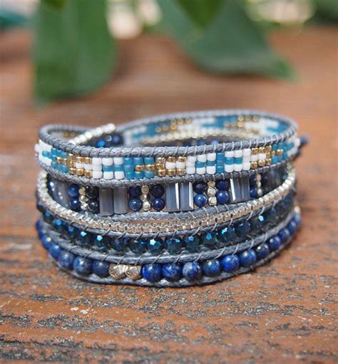 So Rock Lapis Beaded Mix Wrap Bracelet Boho Bracelet Bohemian