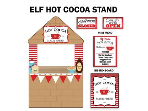 Elf Hot Cocoa Stand Elf Christmas Props Printable Elf Hot Cocoa Booth Christmas Elf Kit