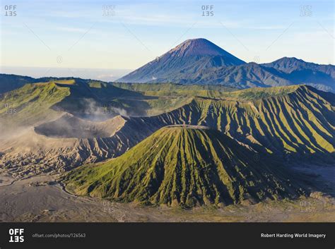 Mount Bromo volcanic crater at sunrise stock photo - OFFSET