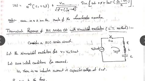 Transient Response Of Series Rlc Circuit By Using Lt Method Youtube