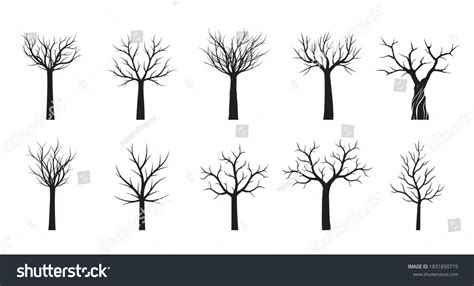 Set Black Trees Vector Outline Illustration Stock Vector (Royalty Free) 1831850719 | Shutterstock