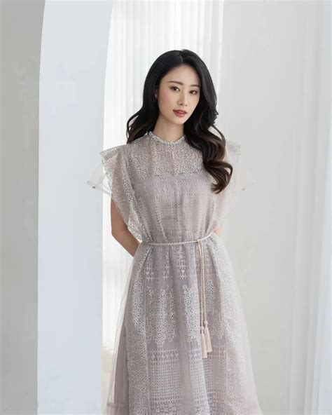 LR131 Aruna Dress In Nude Grey Leena Rent