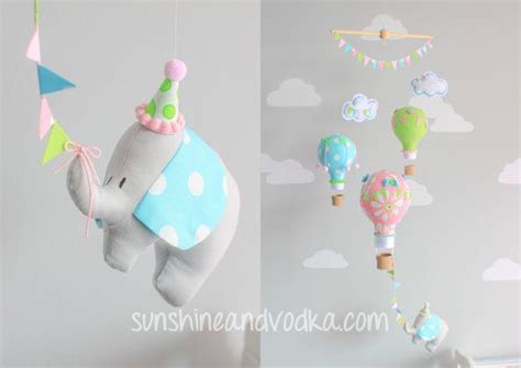 Gender Neutral Baby Mobile Hot Air Balloon Travel Theme Nursery Decor Bright Blue Hot Pink
