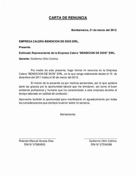 50 Formato Carta De Renuncia Sencilla