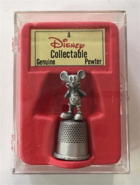 Collectible Disney Pewter Mickey Mouse Thimble In Original Case