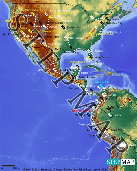 Stepmap Amerika Reise Landkarte F R Nordamerika