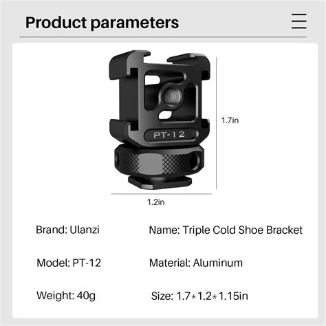 ULANZI PT Triple Hot Cold Shoe Mount Adapter For Mic LED Flash Matrix Camera Toko Kamera
