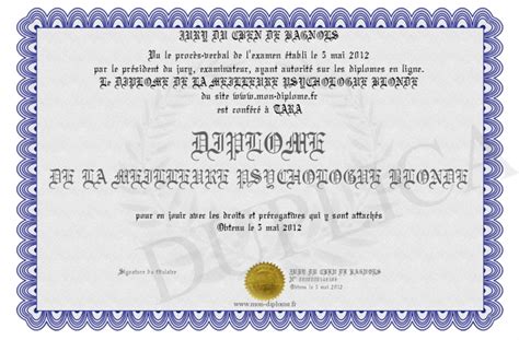 DIPLOME DE LA MEILLEURE PSYCHOLOGUE BLONDE