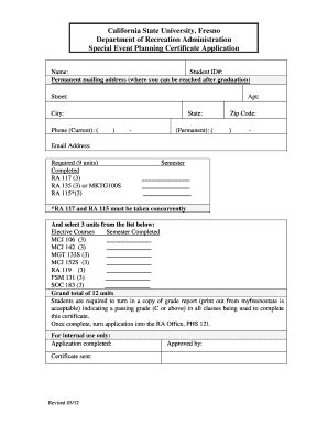 Fillable Online Fresnostate Fresno State Special Event Planning Form