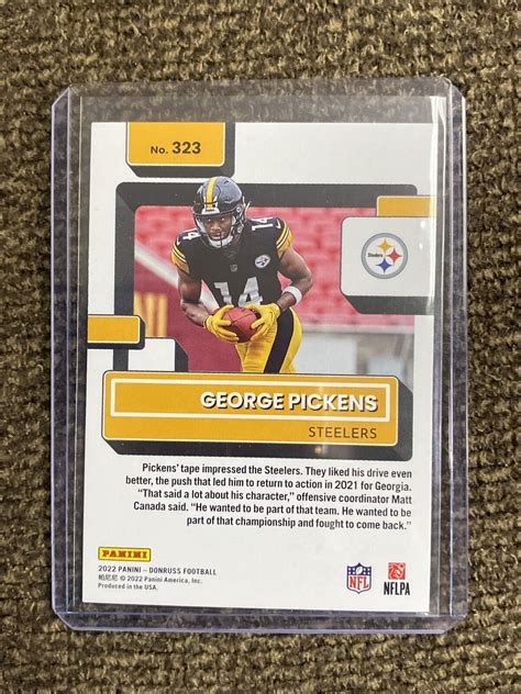 2022 Panini Donruss Football Rated Rookie 323 George Pickens Rc Ebay