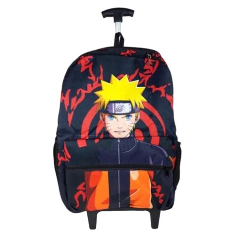 Mochila De Rodinha Infantil Escolar Naruto Grande Para Crian As De A