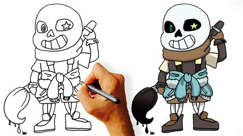 How To Draw Ink Sans Step By Step Youtube