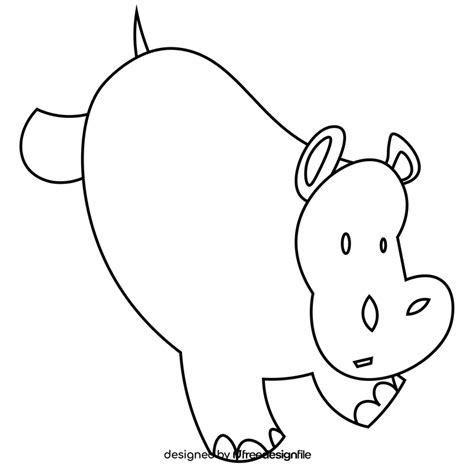 Hippo cartoon black and white clipart free download