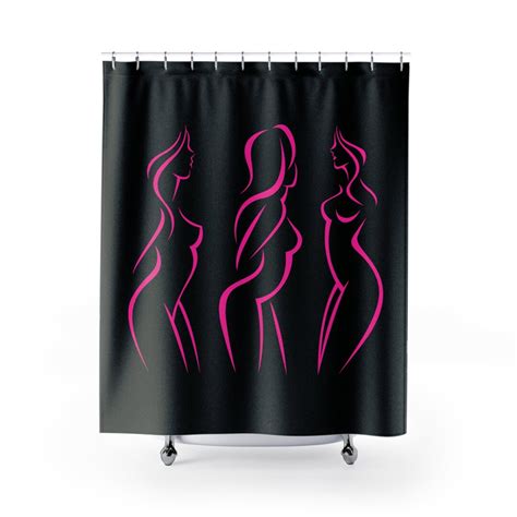Nude Girls Silhouette Shower Curtain 2 Black And Pink Etsy