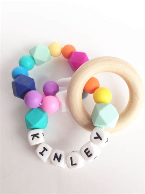 Personalized Double Ring Teether Silicone Teething Ring Etsy