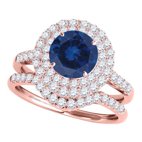 Mauli Jewels Engagement Rings For Women Carat Halo Sapphire And