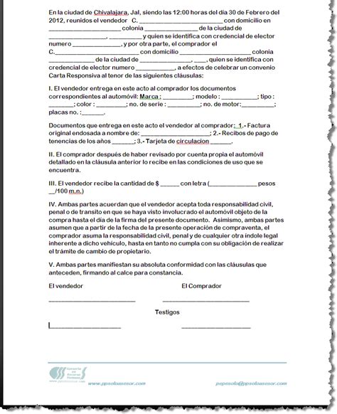 Carta Responsiva Compra Venta Automovil Pdf To Excel Lasopaml