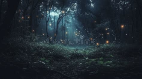 Firefly Flying In The Forest Fireflies In The Bush At Night Ai