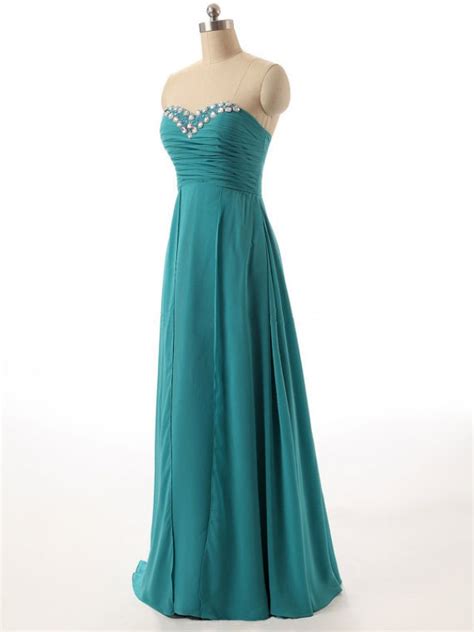 Elegant Long Sweetheart Teal Green Bridesmaid Dresses Beautiful Floor