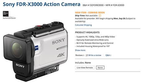 New Sony Fdr X Action Camera Is Now Available For Preorder