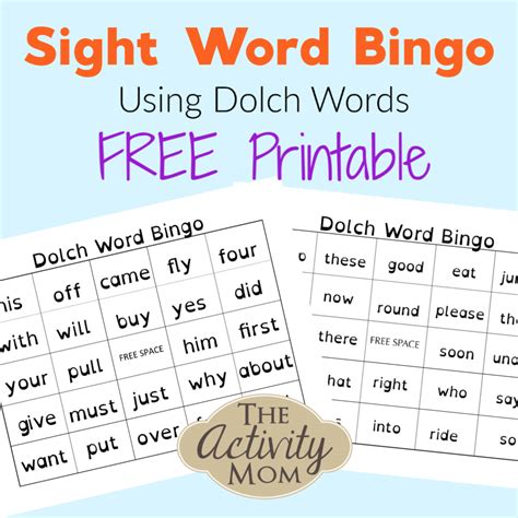 Sight Word Bingo Free Printable Order Amazing Toys And Games For