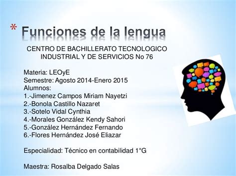 Funciones De La Lengua 1°g