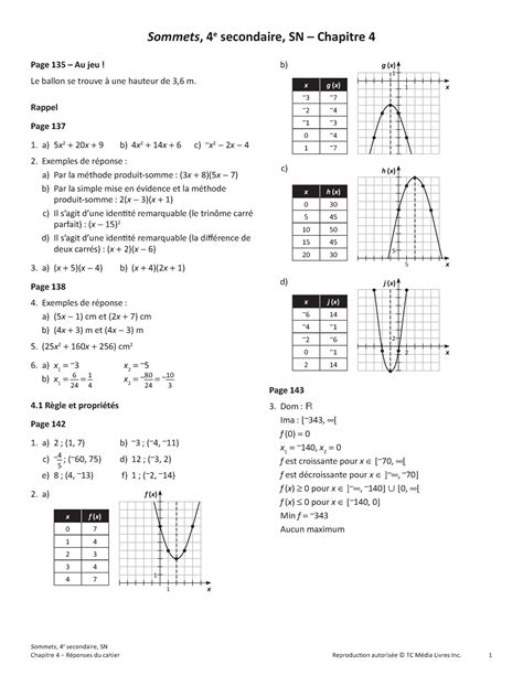 Sommets Sec 4 Quelques Pages Sommets 4 E Secondaire SN Sommets