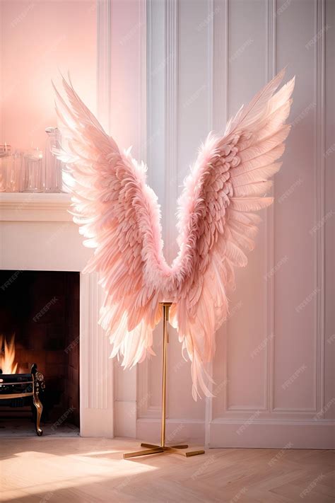 Premium Photo Pink Angel Wing Sculpture On Stand