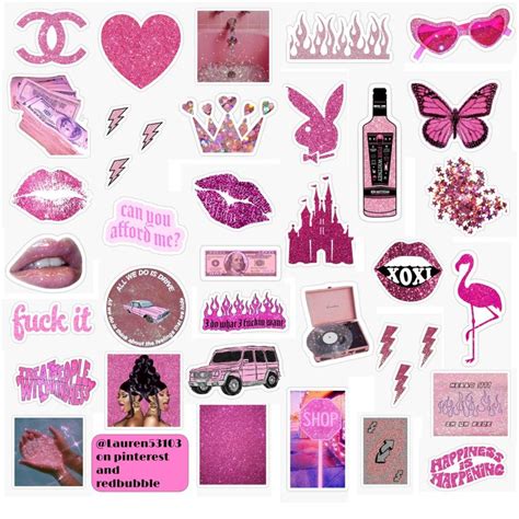 Glitter Pink Stickers Glitter Stickers Print Stickers Sticker Decor