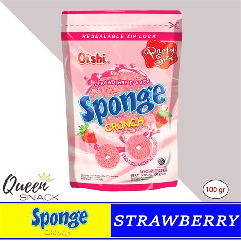 Jual Oishi Sponge Crunch Rasa Strawberry Kemasan Pouch Gr Shopee