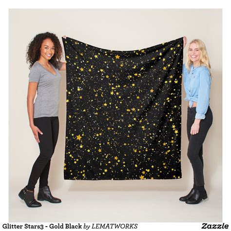 Glitter Stars3 - Gold Black Fleece Blanket | Golden star, Fleece ...