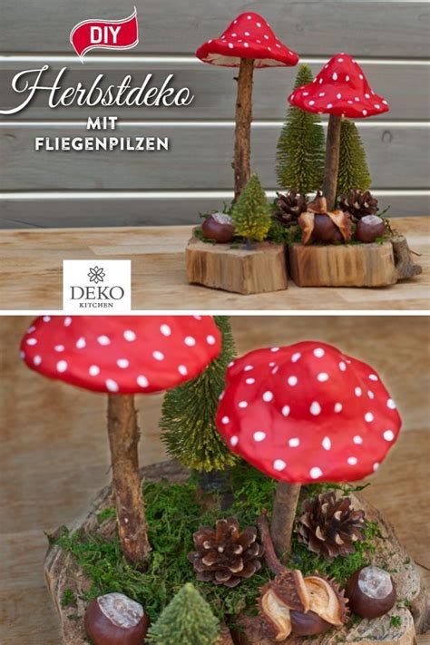 DIY hübsche Herbstdekos mit Fliegenpilzen selbermachen Mit