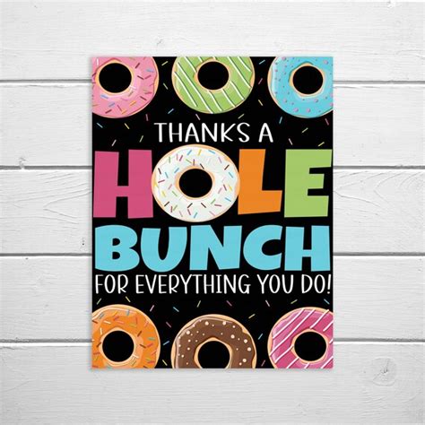 Donut Sign Appreciation Printable Thanks A Whole Bunch Etsy