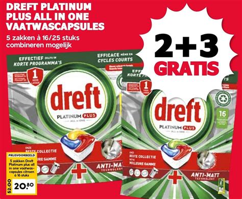 DREFT PLATINUM PLUS ALL IN ONE VAATWASCAPSULES Aanbieding Bij De