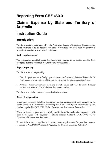 Fillable Online Apra Gov Reporting Form Grf Claims Expense By