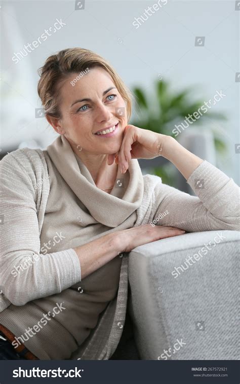 Portrait Smiling Mature Woman Hand On Stock Photo 267572921 Shutterstock