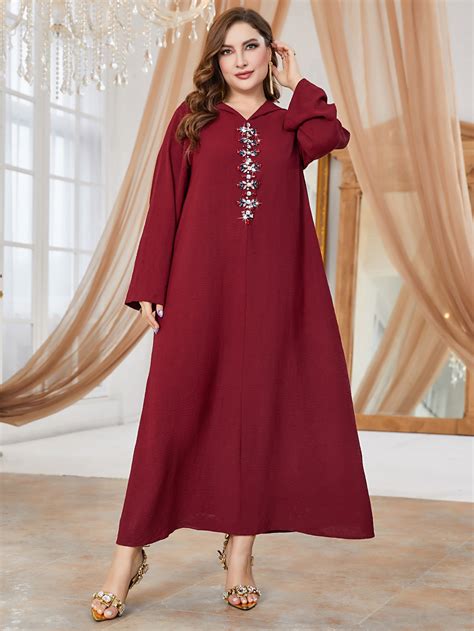 Shein Najma Plus Rhinestone Detail Djellaba Shein Usa