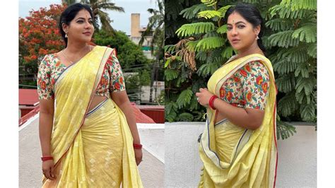 Reshma Pasupuleti Hot Photos In Yellow Saree Glamsundari In