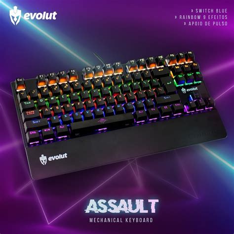 Teclado Gamer Mecânico Rgb Switch Blue Assault Eg 204 Evolut