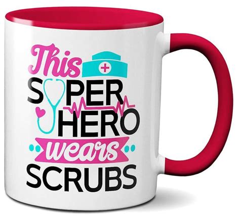 This Super Hero Wears Scrubs 11 Oz Personalized Decor Nurse White Mug