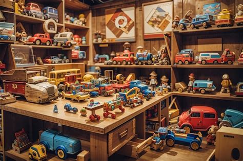 Premium Ai Image A Rustic Wooden Board In A Vintage Toy Store With