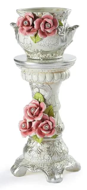 Colonne Avec Vase En Porcelaine Italienne Capodimonte Feuille D Argent