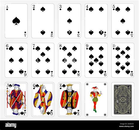 Playing Cards Of Spades Suit On A White Background Vector Illustration