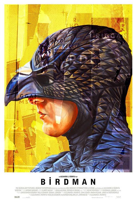 the birdman movie poster with an image of a man's face and head