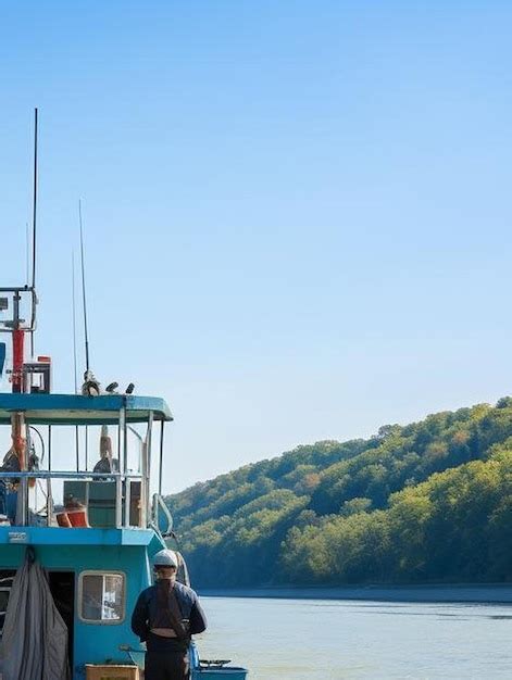 Barco empurrador que transporta carga ao longo do rio danúbio Foto