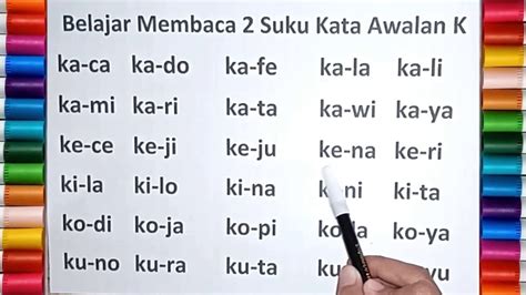 Belajar Mengeja Dan Membaca Suku Kata Awalan Huruf K Untuk Anak